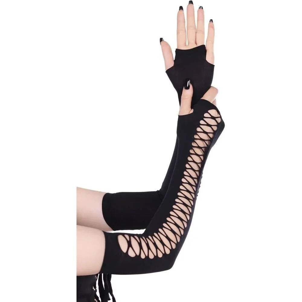 Women's Fishing Halloween Black 15 Net Gloves Fingerless Gothic Accessories